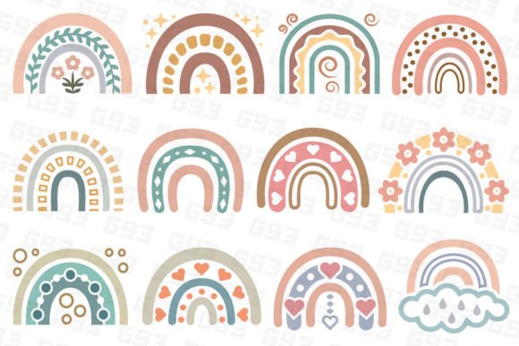 Abstract Boho Rainbows: A Creative Fusion of Color and Design
