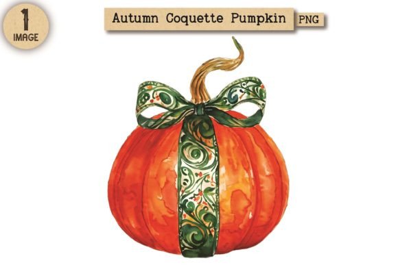 Autumn Coquette Pumpkin PNG Clipart 2: A Versatile Design Asset for Fall and Halloween
