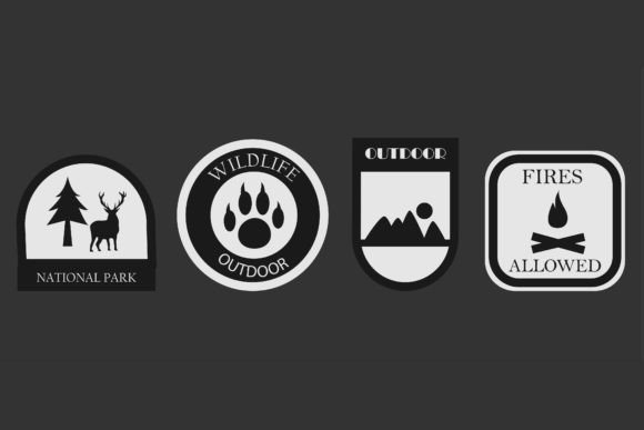 Black White Outdoor Adventure Badges