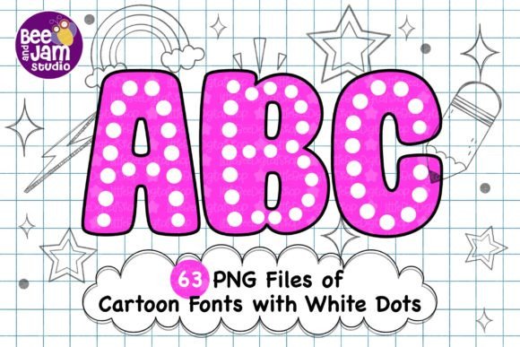 Cartoon Retro with White Dots Fonts, PNG
