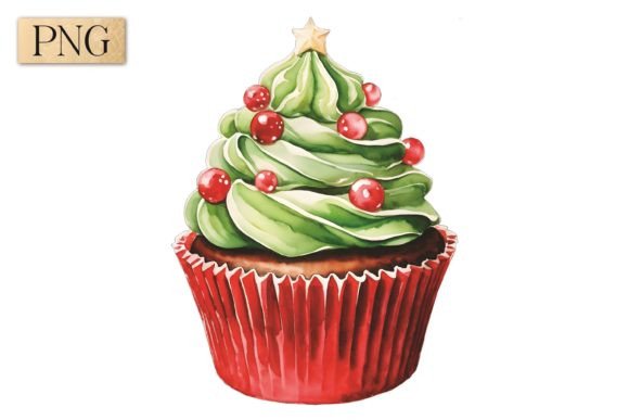 Christmas Cupcake PNG Clipart 12: A Versatile Design Asset for Holiday Projects