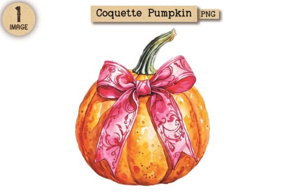 Coquette Pumpkin PNG Clipart 4: A Versatile and Adorable Design Asset for Fall and Beyond