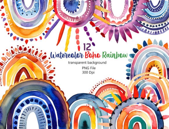 Dreamy Watercolor Boho Rainbow Illustrat: A Creative Boost for Your Projects