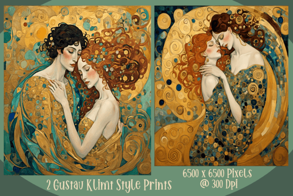 Embrace in Golden Blossoms Klimt Style: A Fusion of Art and AI
