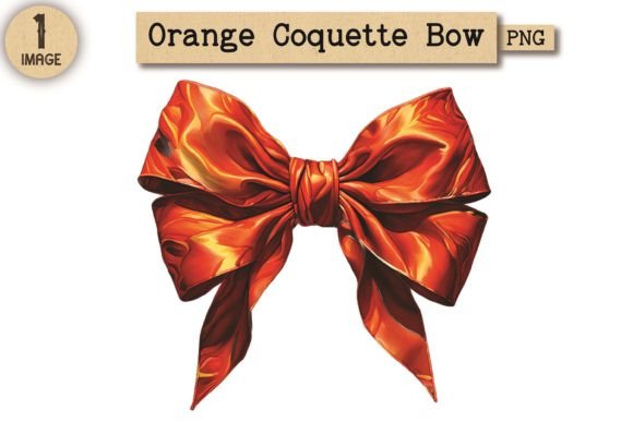Orange Coquette Bow PNG Clipart 13