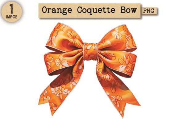 Orange Coquette Bow PNG Clipart 5