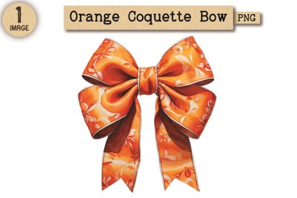 Orange Coquette Bow PNG Clipart 7