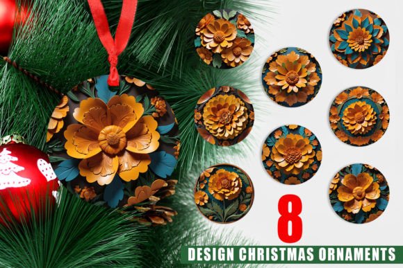 Ornament 3D Carved Marigold and Christmas Ornaments PNG: A Creative Addition to Your Holiday Decor