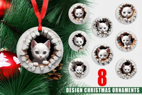 Ornament Kitten in Wall: Creative Christmas Decor