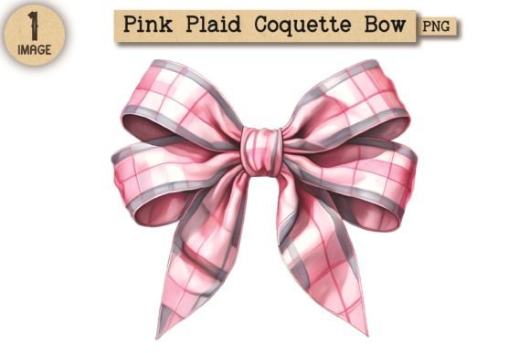 Pink Plaid Coquette Bow Clipart PNG 10: A Versatile Design for Creative Projects