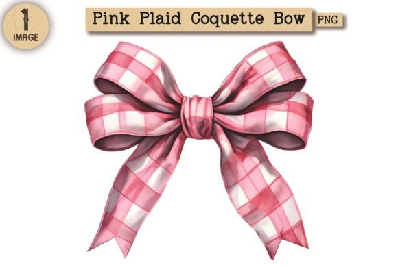 Pink Plaid Coquette Bow Clipart PNG 5