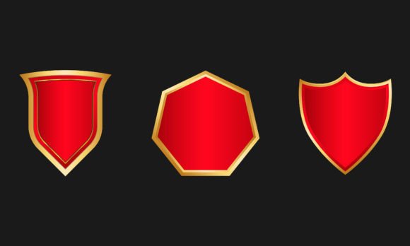 Red and Gold Shield Badges