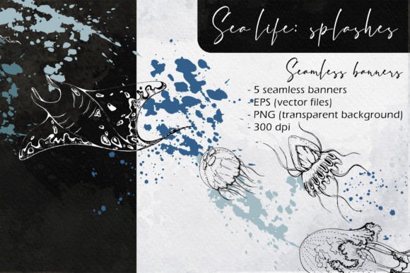 Sea Life Splashes Seamless Banners