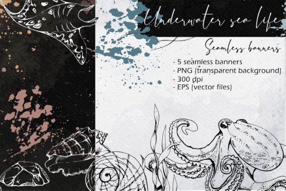 Underwater Sea Life Seamless Banners