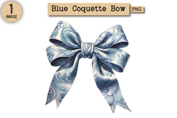 Vintage Blue Coquette Bow PNG 11