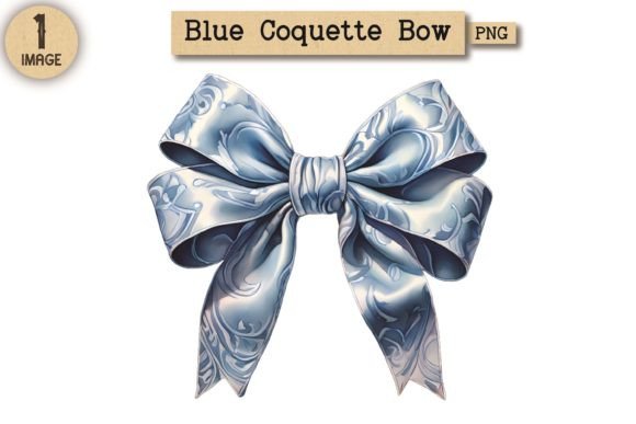 Vintage Blue Coquette Bow PNG 14
