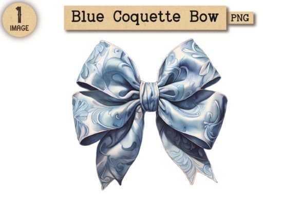 Vintage Blue Coquette Bow PNG 7