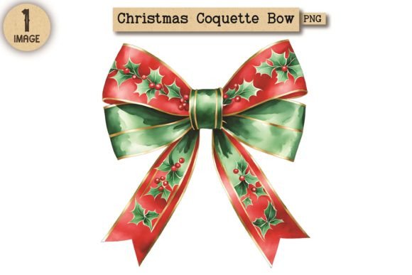 Vintage Christmas Coquette Bow PNG 21
