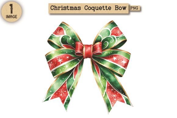 Vintage Christmas Coquette Bow PNG 23