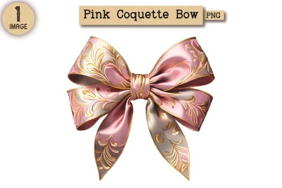 Vintage Pink Coquette Bow PNG 16