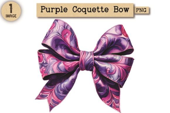 Vintage Purple Coquette Bow PNG 4
