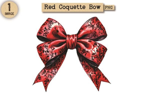 Vintage Red Coquette Bow PNG Clipart 9