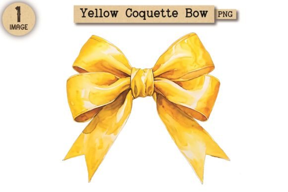 Vintage Yellow Coquette Bow PNG 12