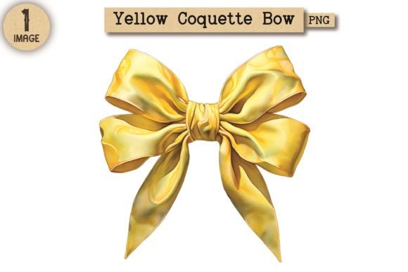 Vintage Yellow Coquette Bow PNG 5