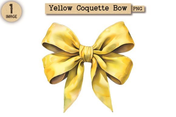 Vintage Yellow Coquette Bow PNG 8
