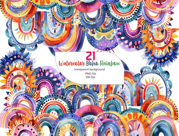 Watercolor Boho Rainbow Collection: A Creative Addition to Your Projects