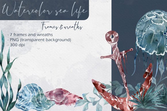 Watercolor Sea Life Frames and Wreaths: A Creative Resource for Artists and Designers